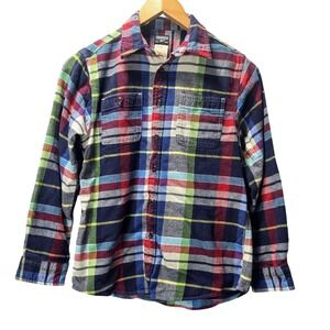 OshKosh Bgosh Boys Multicolor Plaid Flannel Button Down Shirt 12 Classic Outdoor